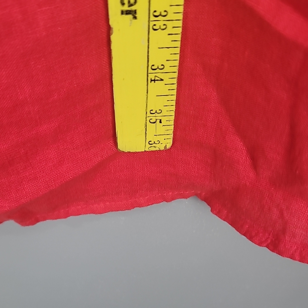 Bohemian Linen Orange Red 3/4 Sleeve Button Mandarin Collar Dress - Picture 7 of 8